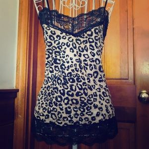 COPY - Animal print long fitted tank top with bla…